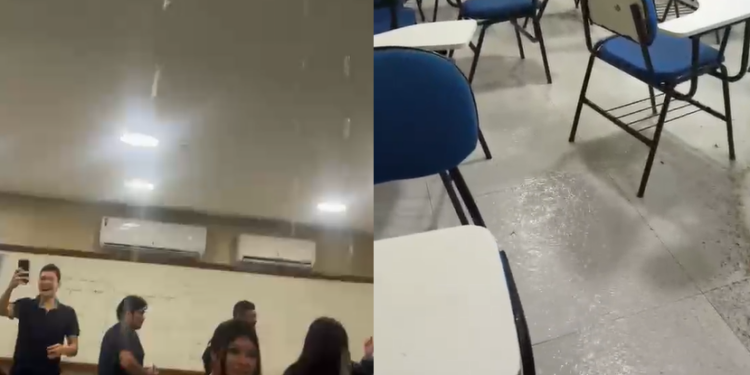 Vídeo: Faculdade ESBAM alaga durante chuva e estudantes reclamam da estrutura do prédio