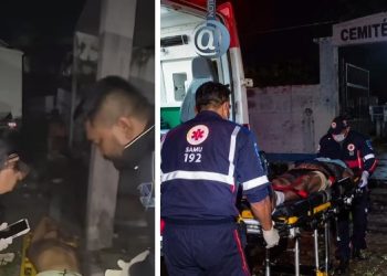 Suspeit0 de assalt0 é balead0 nas pernas e cai no cemitério no interior do Amazonas