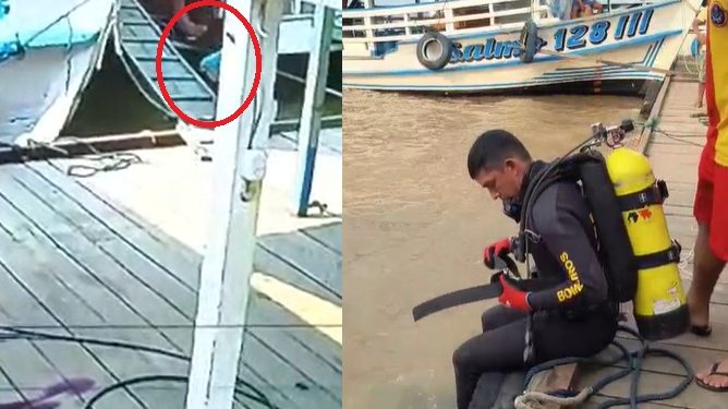 Vídeo: Buscas continuam por homem que se desequilibrou e sumiu nas águas em Parintins