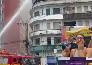 Vídeo: filha de proprietário do restaurante que pegou fogo chora no Centro de Manaus