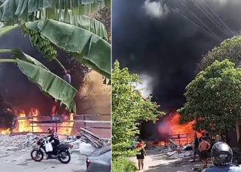 Vídeo: incêndio se espalha rapidamente e faz moradores retirarem pertences de suas casas na ZL