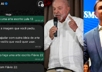 Meta AI gera cartazes para Flávio Bolsonaro e Augusto Cury, mas bloqueia arte com Lula e o número 13