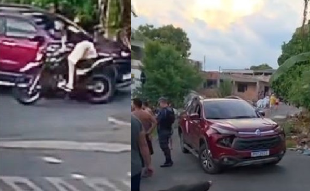 Motociclista tem p3rna d3c3pad@ após batida com picape na Zona Sul de Manaus