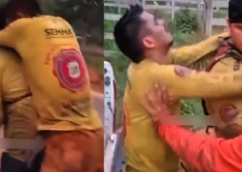 Vídeo: Brigadista passa m@l durante combate a incêndio no interior do AM