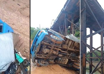 Vídeo urgente: caminhão despenca de ponte, cai de 20 metros e deixa ferid0s no Amazonas