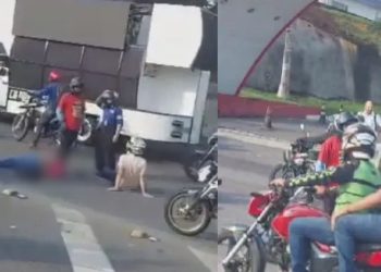 Vídeo: Duas pessoas ficam f3ridas após ac1dente de motocicleta próximo à Ufam