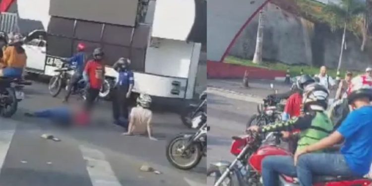 Vídeo: Duas pessoas ficam f3ridas após ac1dente de motocicleta próximo à Ufam