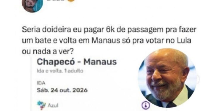 Para votar em Lula, jovem gasta R$ 6 mil em viagem a Manaus e pede ajuda para quitar dívida