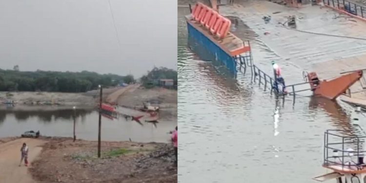 Vídeo: Balsa que transporta veículos na BR-319 afunda parcialmente no rio Igapó-Açu
